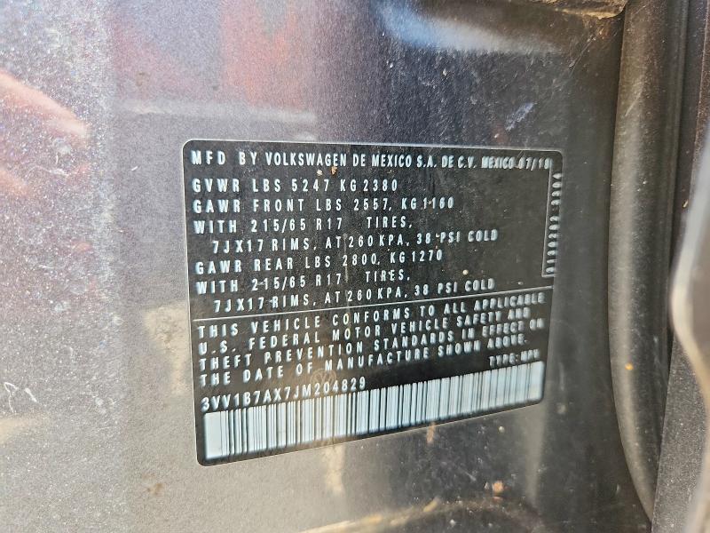 2018 Volkswagen Tiguan მანქანა იყიდება აუქციონზე, vin: 3VV1B7AX7JM204829, აუქციონის ნომერი: 64293196