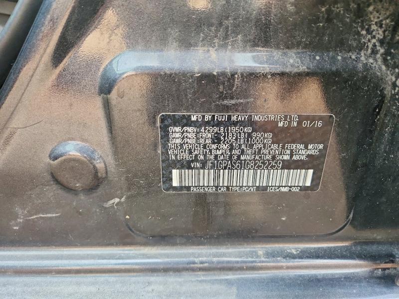 Aukcja sprzedaży 2016 Subaru Impreza, vin: JF1GPAS61G8252259, numer aukcji: 64725096