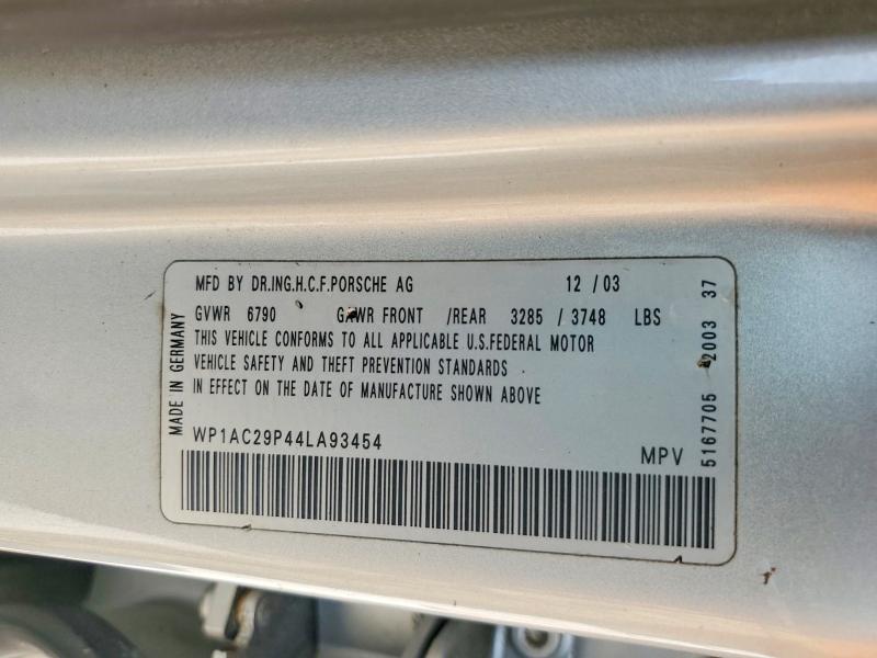 64052536 :رقم المزاد ، WP1AC29P44LA93454 vin ، 2004 Porsche Cayenne مزاد بيع