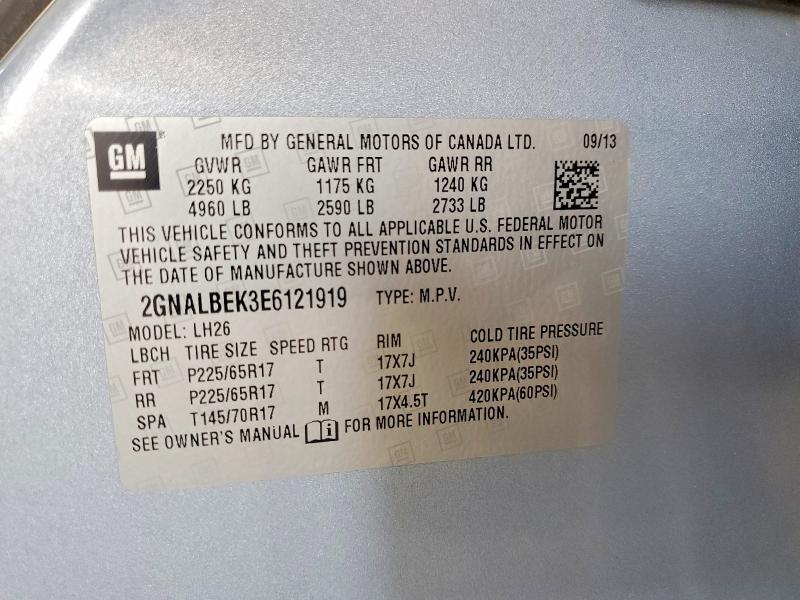 63254316 :رقم المزاد ، 2GNALBEK3E6121919 vin ، 2014 Chevrolet Equinox مزاد بيع