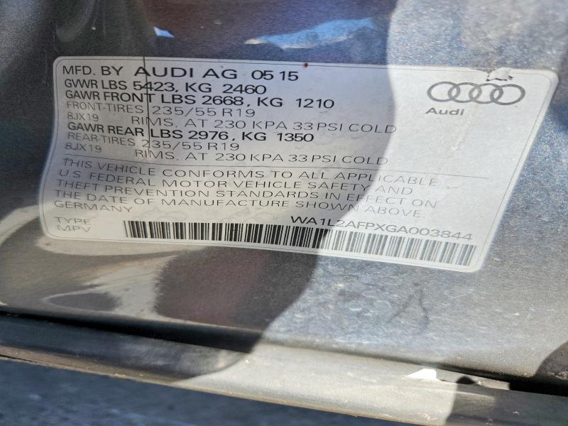 2016 Audi Q5 მანქანა იყიდება აუქციონზე, vin: WA1L2AFPXGA003844, აუქციონის ნომერი: 64687896