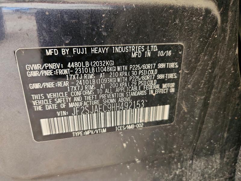 Aukcja sprzedaży 2017 Subaru Forester, vin: JF2SJAEC9HH492153, numer aukcji: 63708286