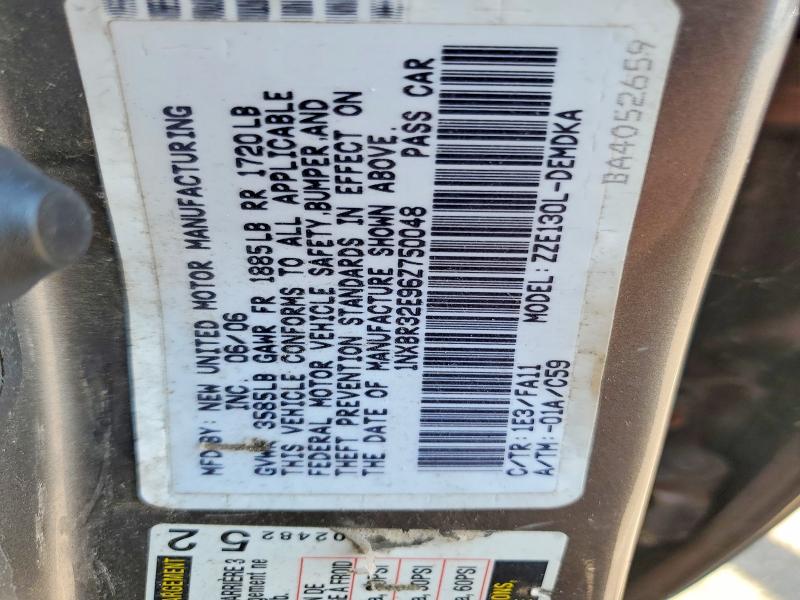 63812256 :رقم المزاد ، 1NXBR32E96Z750048 vin ، 2006 Toyota Corolla مزاد بيع