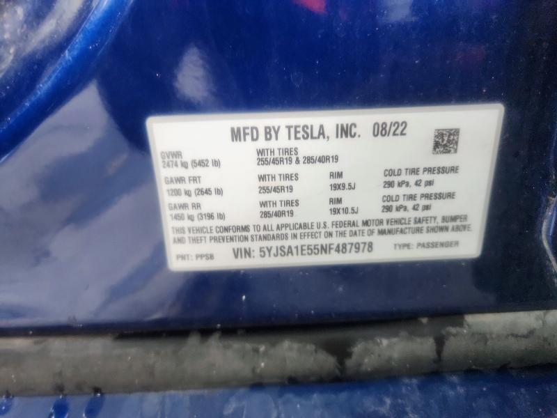 Продажа на аукционе авто 2022 Tesla Model S, vin: 5YJSA1E55NF487978, номер лота: 66768566
