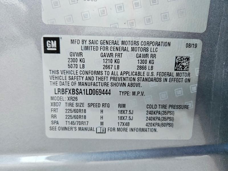 Продажа на аукционе авто 2020 Buick Envision, vin: LRBFXBSA1LD069444, номер лота: 63549666