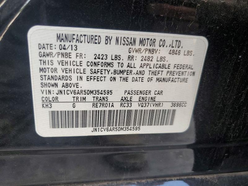 Aukcja sprzedaży 2013 Infiniti G37 Sedan, vin: JN1CV6AR5DM354595, numer aukcji: 65115976