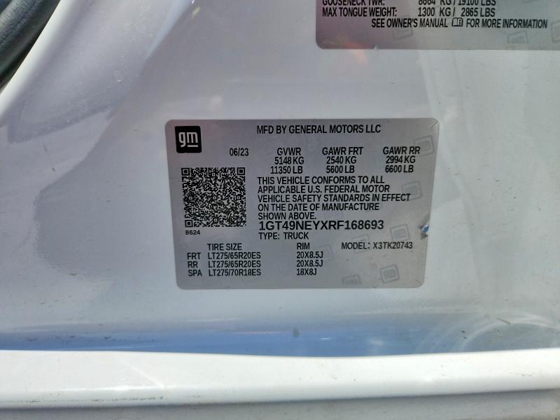 65465676 :رقم المزاد ، 1GT49NEYXRF168693 vin ، 2024 Gmc Sierra مزاد بيع