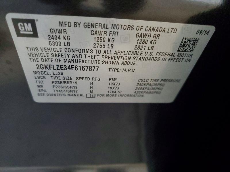 Aukcja sprzedaży 2015 Gmc Terrain, vin: 2GKFLZE34F6167877, numer aukcji: 64393046