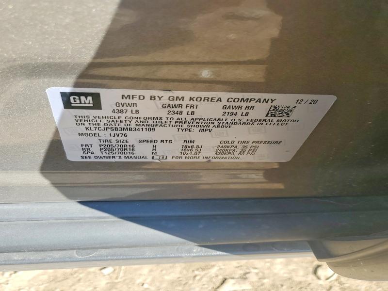 Aukcja sprzedaży 2021 Chevrolet Trax, vin: KL7CJPSB3MB341109, numer aukcji: 63579376