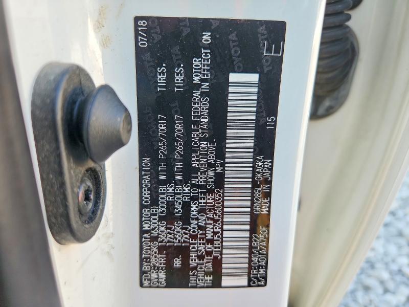 Aukcja sprzedaży 2018 Toyota 4runner, vin: JTEBU5JR6J5600352, numer aukcji: 66601776