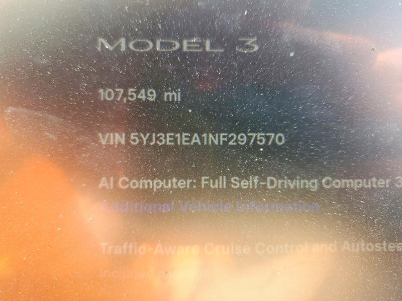 Продажа на аукционе авто 2022 Tesla Model 3, vin: 5YJ3E1EA1NF297570, номер лота: 66104316