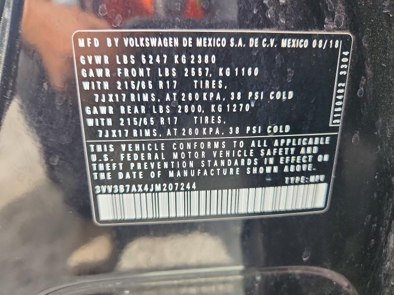 Продаж на аукціоні авто 2018 Volkswagen Tiguan, vin: 3VV3B7AX4JM207244, номер лоту: 67028896