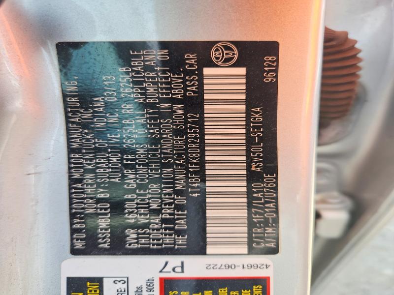 Продажа на аукционе авто 2013 Toyota Camry, vin: 4T4BF1FK8DR295712, номер лота: 64594916
