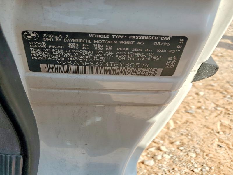 Продаж на аукціоні авто 1996 Bmw 318, vin: WBABE8324TEY30314, номер лоту: 60751046