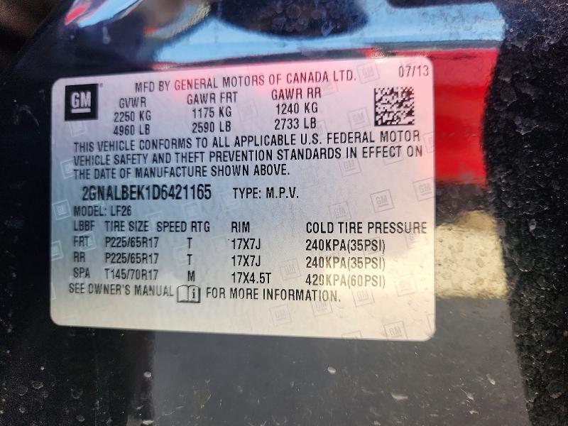 Продаж на аукціоні авто 2013 Chevrolet Equinox, vin: 2GNALBEK1D6421165, номер лоту: 65483036