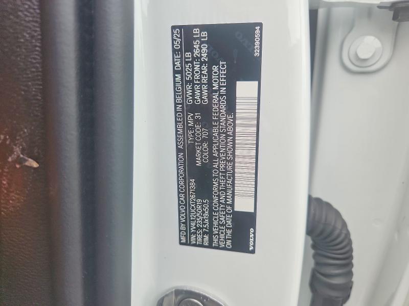 70785056 :رقم المزاد ، YV4L12UCXT2671384 vin ، 2026 Volvo Xc40 مزاد بيع