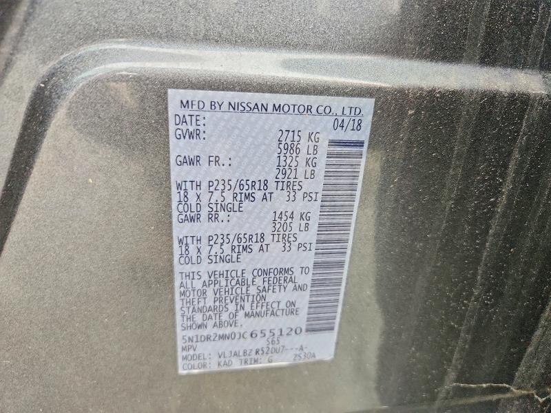 Продажа на аукционе авто 2018 Nissan Pathfinder, vin: 5N1DR2MN0JC655120, номер лота: 64088166
