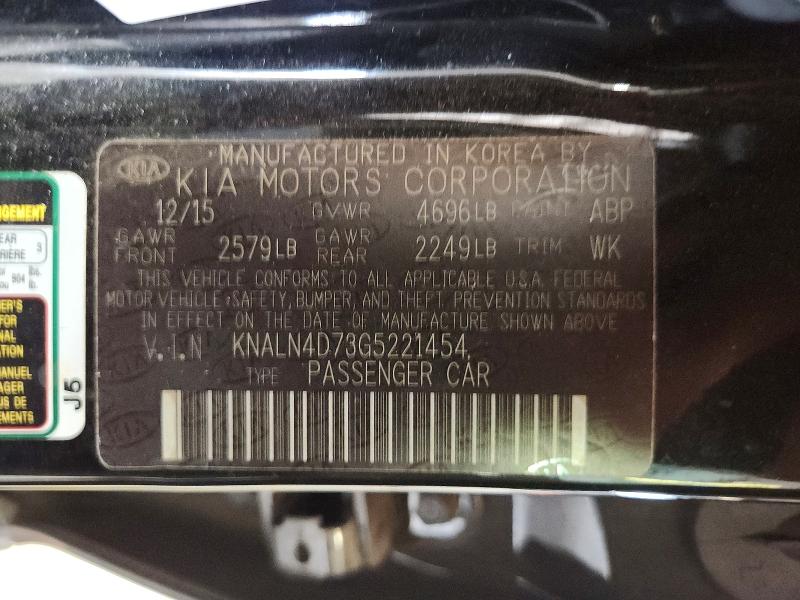 63389126 :رقم المزاد ، KNALN4D73G5221454 vin ، 2016 Kia Cadenza مزاد بيع