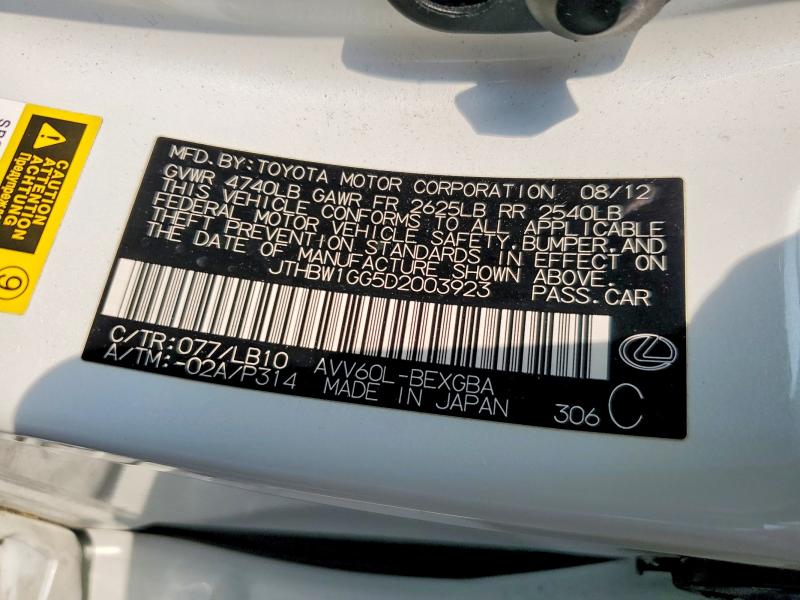 Aukcja sprzedaży 2013 Lexus Es, vin: JTHBW1GG5D2003923, numer aukcji: 64434406