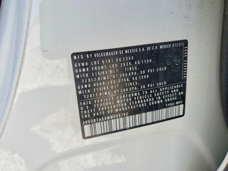 Продаж на аукціоні авто 2021 Volkswagen Tiguan, vin: 3VV3B7AX8MM065792, номер лоту: 63925286