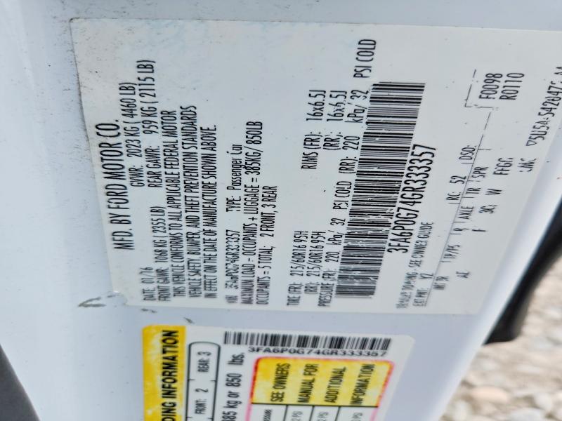 65281456 :رقم المزاد ، 3FA6P0G74GR333357 vin ، 2016 Ford Fusion مزاد بيع