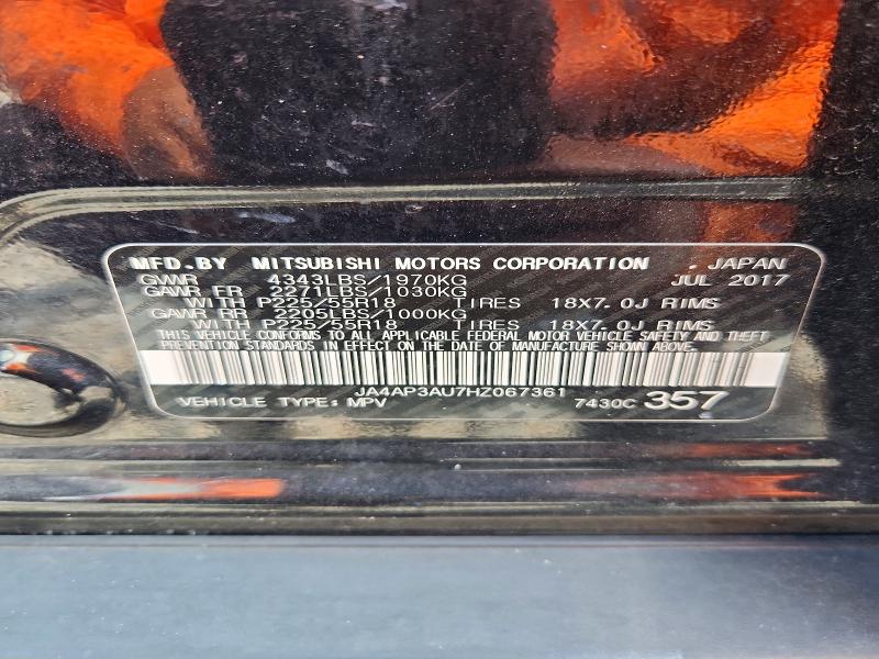 2017 Mitsubishi Outlander Sport მანქანა იყიდება აუქციონზე, vin: JA4AP3AU7HZ067361, აუქციონის ნომერი: 67011336