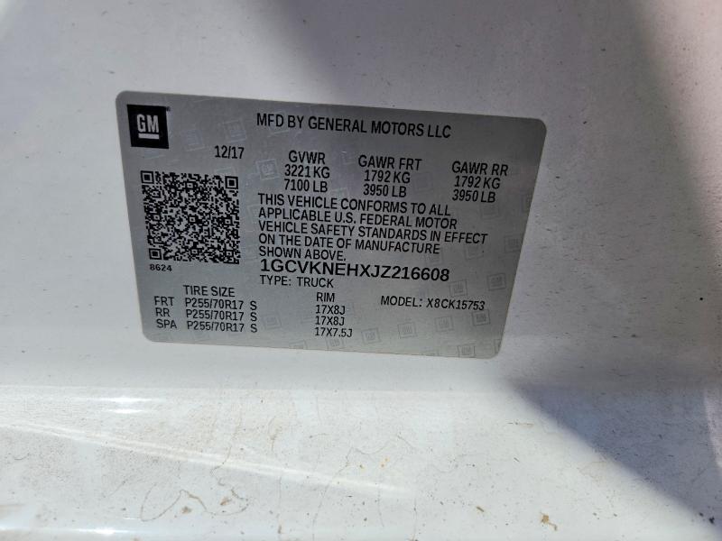 Продаж на аукціоні авто 2018 Chevrolet Silverado, vin: 1GCVKNEHXJZ216608, номер лоту: 64572396