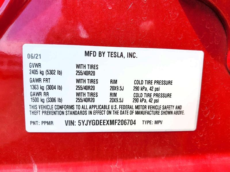 Продаж на аукціоні авто 2021 Tesla Model Y, vin: 5YJYGDEEXMF206704, номер лоту: 65613336