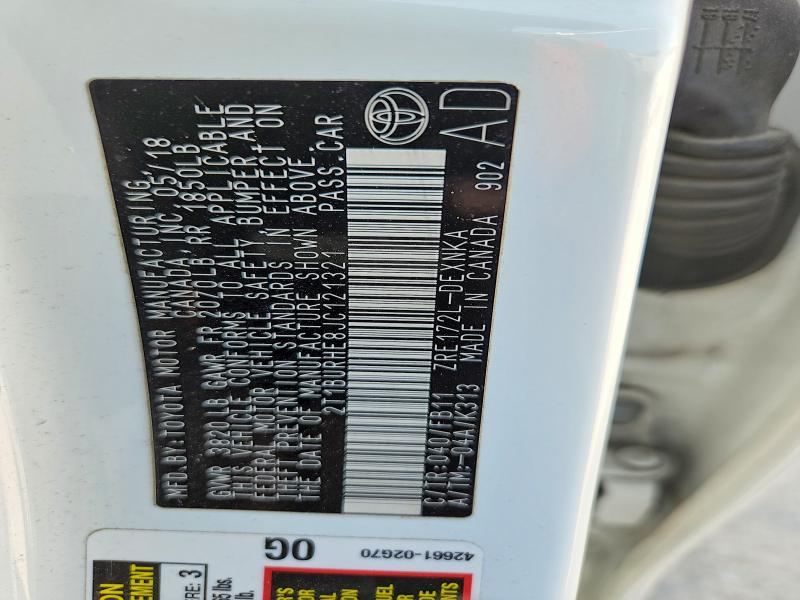 63418846 :رقم المزاد ، 2T1BURHE8JC121321 vin ، 2018 Toyota Corolla مزاد بيع