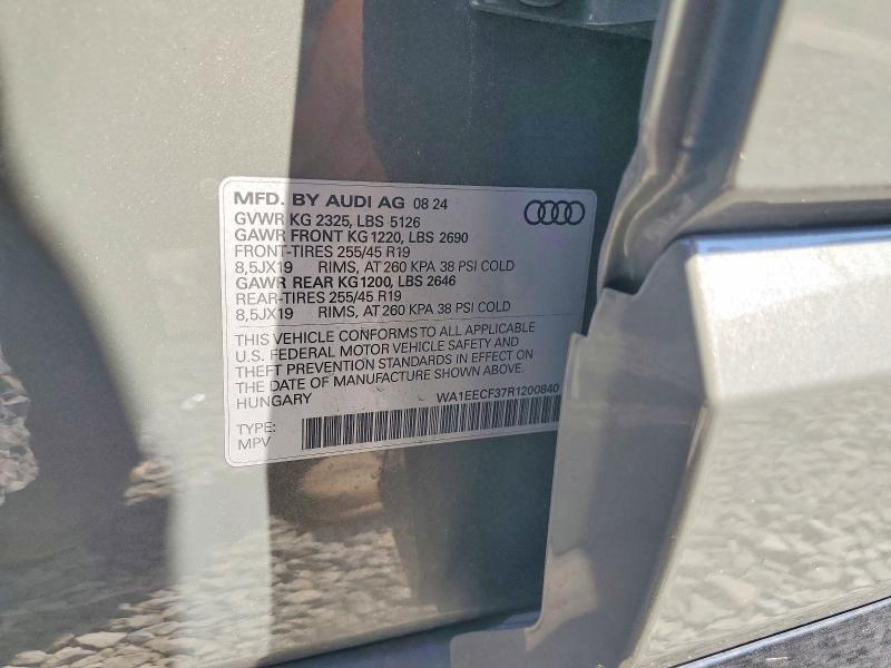 2024 Audi Q3 მანქანა იყიდება აუქციონზე, vin: WA1EECF37R1200840, აუქციონის ნომერი: 63813646