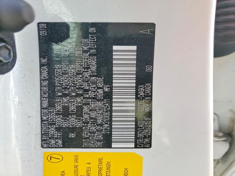 65287586 :رقم المزاد ، 2T2HK31UX9C125411 vin ، 2009 Lexus Rx مزاد بيع
