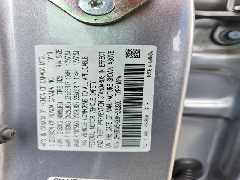 Aukcja sprzedaży 2019 Honda Cr-v, vin: 2HKRW6H33KH232900, numer aukcji: 67115756