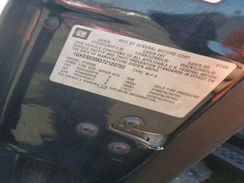 66198956 :رقم المزاد ، 1GKES63M372120783 vin ، 2007 Gmc Envoy مزاد بيع