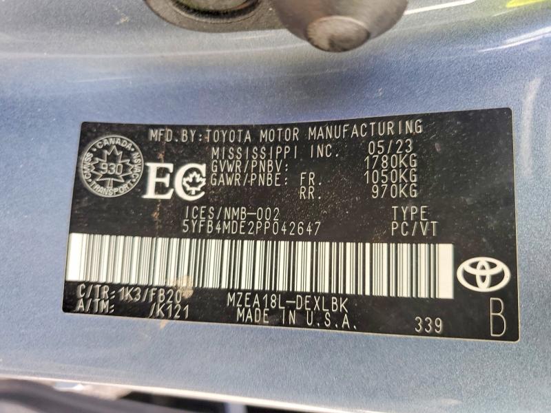Продаж на аукціоні авто 2023 Toyota Corolla, vin: 5YFB4MDE2PP042647, номер лоту: 64582426