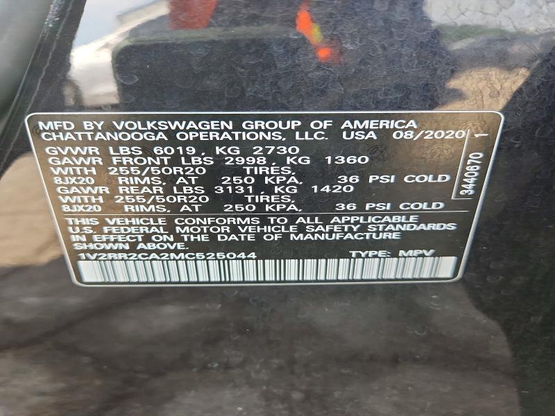 65373676 :رقم المزاد ، 1V2RR2CA2MC525044 vin ، 2021 Volkswagen Atlas مزاد بيع