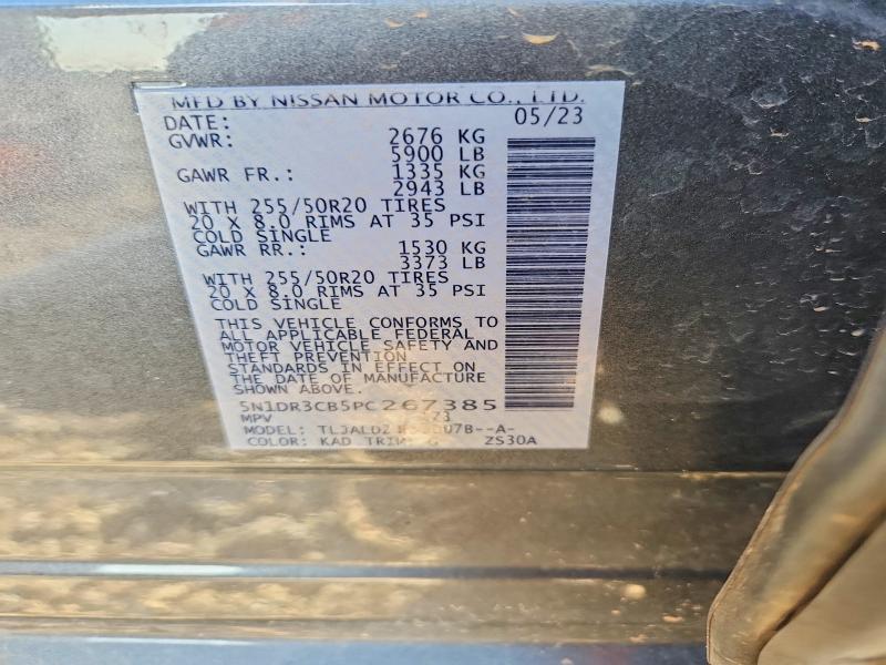 2023 Nissan Pathfinder მანქანა იყიდება აუქციონზე, vin: 5N1DR3CB5PC267385, აუქციონის ნომერი: 65476096