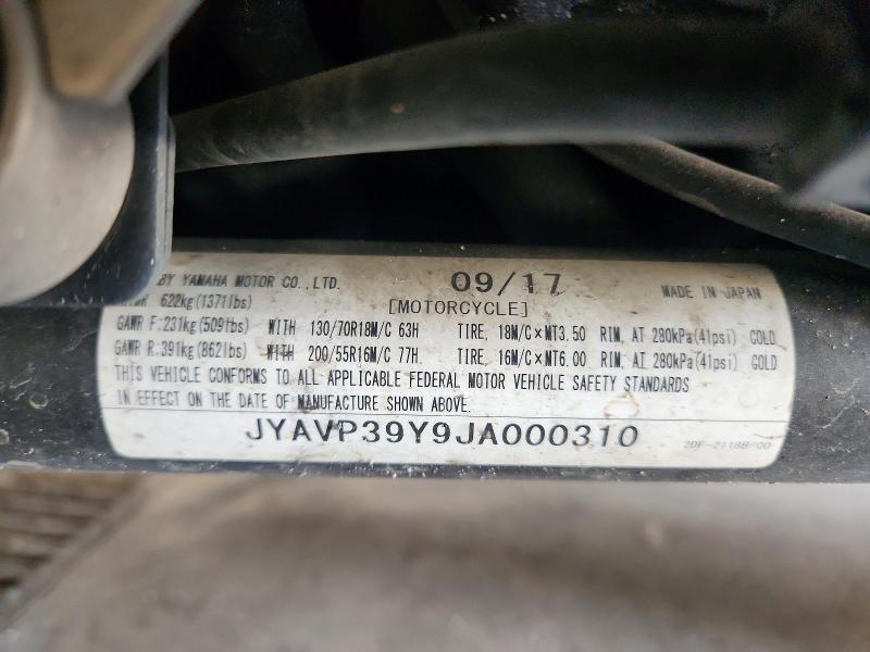 64579226 :رقم المزاد ، JYAVP39Y9JA000310 vin ، 2018 Yamaha Xv1900 مزاد بيع