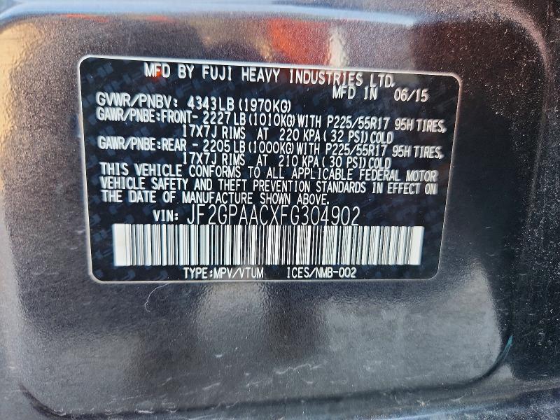Aukcja sprzedaży 2015 Subaru Xv Crosstrek, vin: JF2GPAACXFG304902, numer aukcji: 63592506
