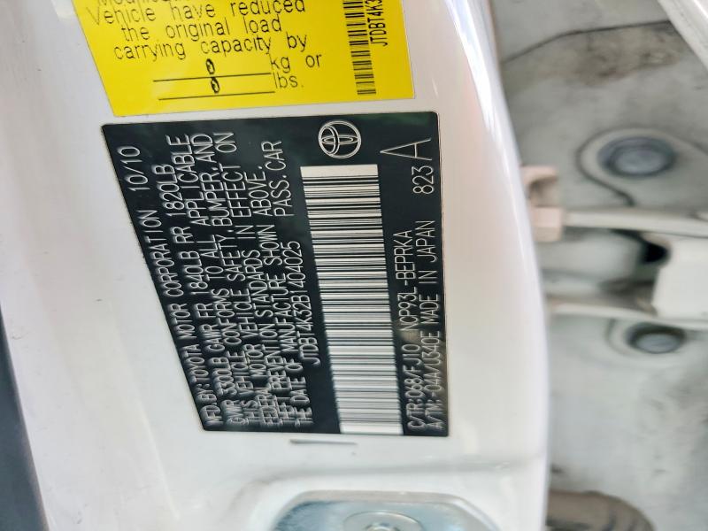 Продаж на аукціоні авто 2011 Toyota Yaris, vin: JTDBT4K32B1404025, номер лоту: 65336726