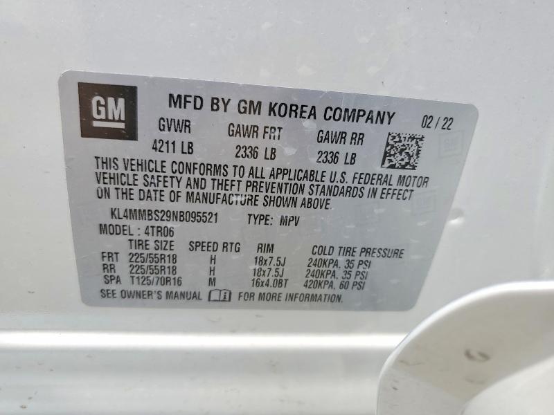 63786256 :رقم المزاد ، KL4MMBS29NB095521 vin ، 2022 Buick Encore Gx مزاد بيع