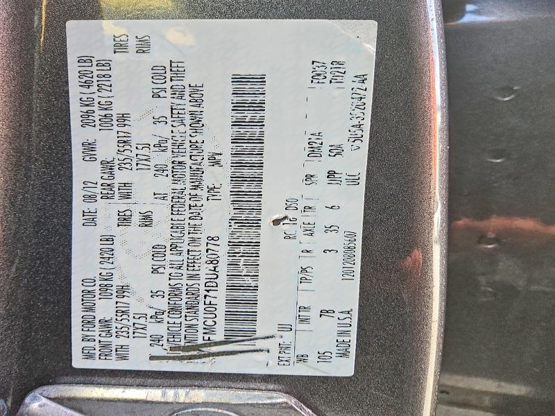 Продажа на аукционе авто 2013 Ford Escape, vin: 1FMCU0F71DUA80778, номер лота: 65485416