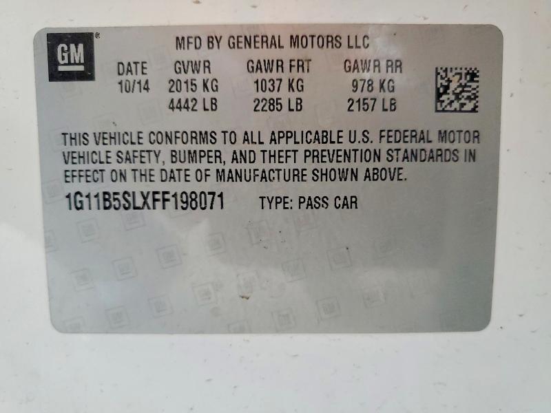 64563106 :رقم المزاد ، 1G11B5SLXFF198071 vin ، 2015 Chevrolet Malibu مزاد بيع