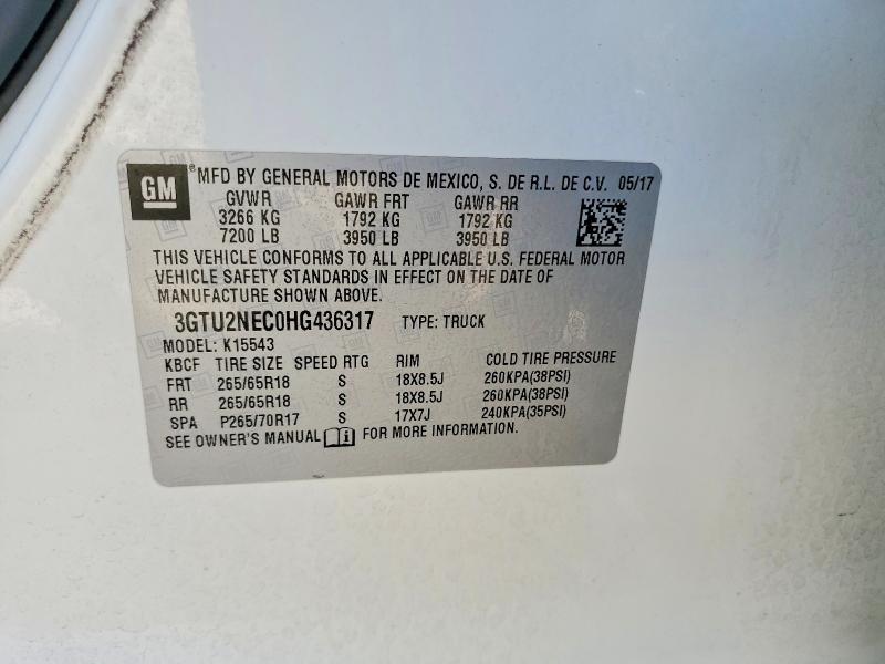 65054246 :رقم المزاد ، 3GTU2NEC0HG436317 vin ، 2017 Gmc Sierra مزاد بيع