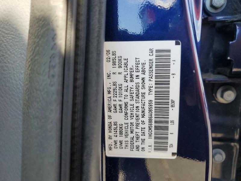 Продажа на аукционе авто 2006 Honda Accord, vin: 1HGCM56886A085959, номер лота: 64343116
