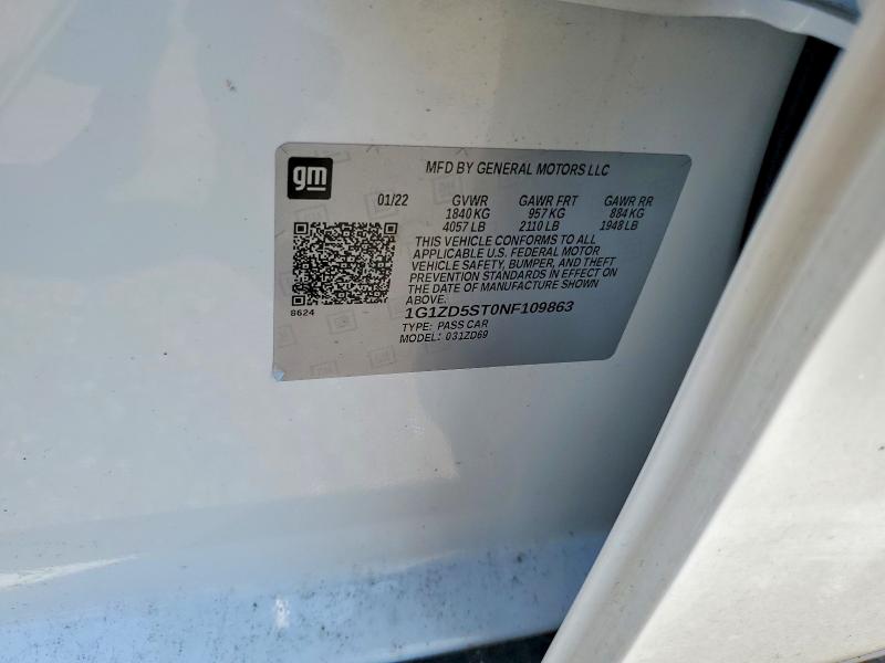 Aukcja sprzedaży 2022 Chevrolet Malibu, vin: 1G1ZD5ST0NF109863, numer aukcji: 64461686