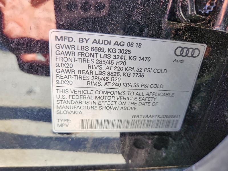 Aukcja sprzedaży 2018 Audi Q7, vin: WA1VAAF7XJD050941, numer aukcji: 64947086