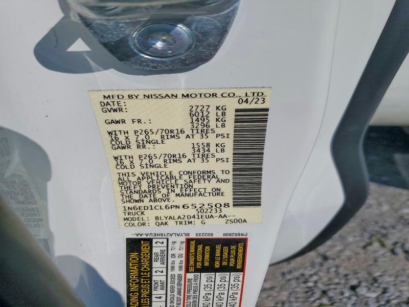 65050436 :رقم المزاد ، 1N6ED1CL6PN652508 vin ، 2023 Nissan Frontier مزاد بيع
