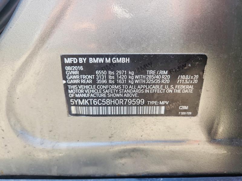 Aukcja sprzedaży 2017 Bmw X5, vin: 5YMKT6C58H0R79599, numer aukcji: 60871826