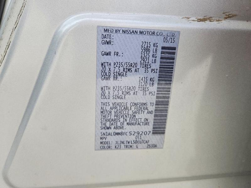 Продаж на аукціоні авто 2015 Infiniti Qx60, vin: 5N1AL0MM8FC529207, номер лоту: 65823116