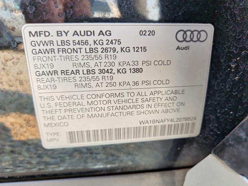 Продаж на аукціоні авто 2020 Audi Q5, vin: WA1BNAFY4L2078524, номер лоту: 63807246